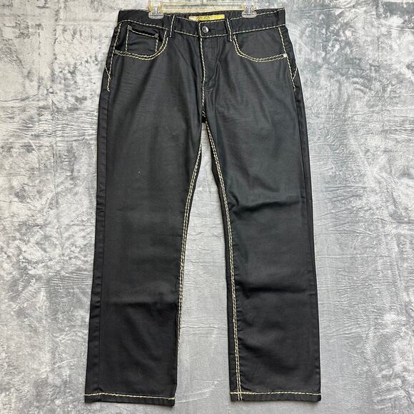 LOG Leather Relaxed Jeans Men's Size 36 Black Denim - Picture 1 of 7